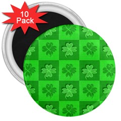 Fabric Shamrocks Clovers 3  Magnets (10 Pack)  by Simbadda