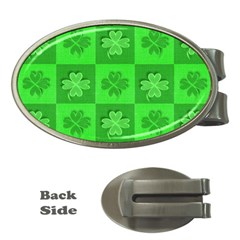 Fabric Shamrocks Clovers Money Clips (oval)  by Simbadda