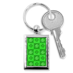 Fabric Shamrocks Clovers Key Chains (rectangle)  by Simbadda