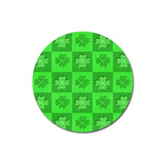 Fabric Shamrocks Clovers Magnet 3  (round) by Simbadda