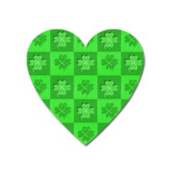 Fabric Shamrocks Clovers Heart Magnet by Simbadda