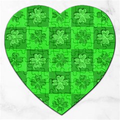 Fabric Shamrocks Clovers Jigsaw Puzzle (heart) by Simbadda