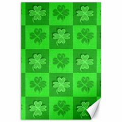 Fabric Shamrocks Clovers Canvas 12  X 18   by Simbadda