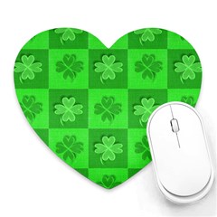 Fabric Shamrocks Clovers Heart Mousepads by Simbadda