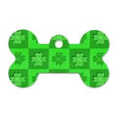 Fabric Shamrocks Clovers Dog Tag Bone (two Sides) by Simbadda