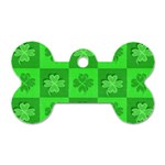 Fabric Shamrocks Clovers Dog Tag Bone (Two Sides) Front