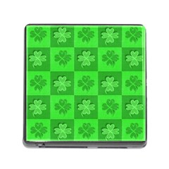 Fabric Shamrocks Clovers Memory Card Reader (square) by Simbadda