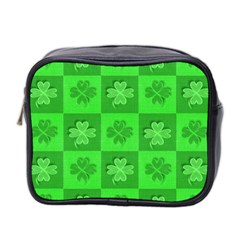 Fabric Shamrocks Clovers Mini Toiletries Bag 2-side by Simbadda