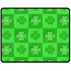 Fabric Shamrocks Clovers Fleece Blanket (medium)  by Simbadda