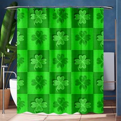 Fabric Shamrocks Clovers Shower Curtain 60  X 72  (medium)  by Simbadda