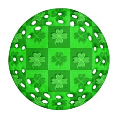 Fabric Shamrocks Clovers Round Filigree Ornament (two Sides) by Simbadda