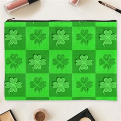 Fabric Shamrocks Clovers Cosmetic Bag (xxxl)  by Simbadda