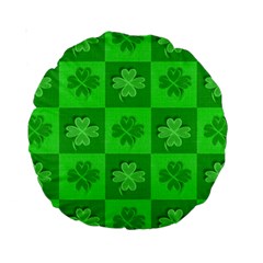 Fabric Shamrocks Clovers Standard 15  Premium Round Cushions by Simbadda