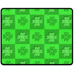 Fabric Shamrocks Clovers Double Sided Fleece Blanket (medium)  by Simbadda