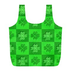 Fabric Shamrocks Clovers Full Print Recycle Bags (l)  by Simbadda