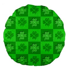 Fabric Shamrocks Clovers Large 18  Premium Flano Round Cushions by Simbadda