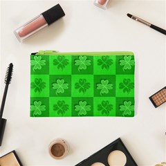 Fabric Shamrocks Clovers Cosmetic Bag (xs) by Simbadda