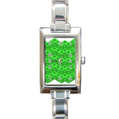 Shamrocks 3d Fabric 4 Leaf Clover Rectangle Italian Charm Watch by Simbadda