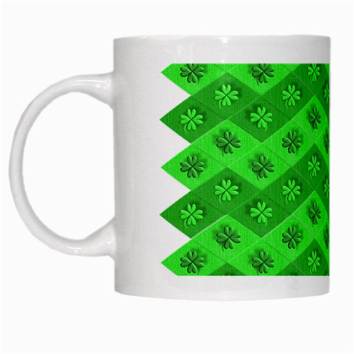 Shamrocks 3d Fabric 4 Leaf Clover White Mugs