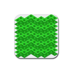 Shamrocks 3d Fabric 4 Leaf Clover Rubber Coaster (square)  by Simbadda