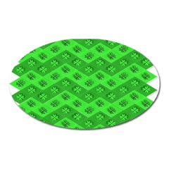 Shamrocks 3d Fabric 4 Leaf Clover Oval Magnet by Simbadda