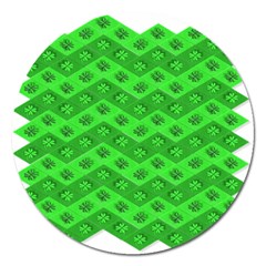 Shamrocks 3d Fabric 4 Leaf Clover Magnet 5  (round) by Simbadda