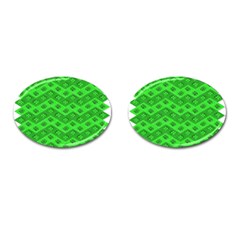 Shamrocks 3d Fabric 4 Leaf Clover Cufflinks (oval) by Simbadda