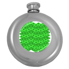 Shamrocks 3d Fabric 4 Leaf Clover Round Hip Flask (5 Oz) by Simbadda