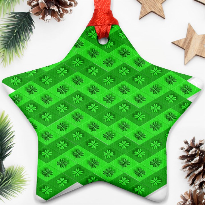 Shamrocks 3d Fabric 4 Leaf Clover Star Ornament (Two Sides)