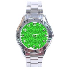 Shamrocks 3d Fabric 4 Leaf Clover Stainless Steel Analogue Watch by Simbadda