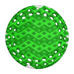 Shamrocks 3d Fabric 4 Leaf Clover Round Filigree Ornament (two Sides) by Simbadda