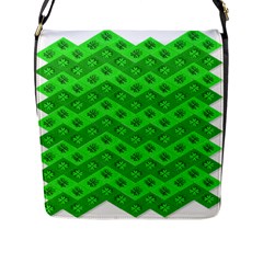 Shamrocks 3d Fabric 4 Leaf Clover Flap Messenger Bag (l)  by Simbadda