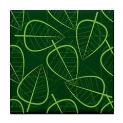 Vector Seamless Green Leaf Pattern Tile Coasters by Simbadda