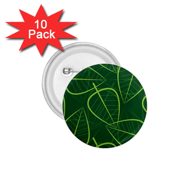 Vector Seamless Green Leaf Pattern 1.75  Buttons (10 pack)