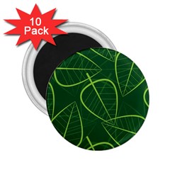 Vector Seamless Green Leaf Pattern 2 25  Magnets (10 Pack)  by Simbadda