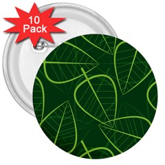 Vector Seamless Green Leaf Pattern 3  Buttons (10 Pack)  by Simbadda