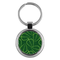 Vector Seamless Green Leaf Pattern Key Chains (round)  by Simbadda