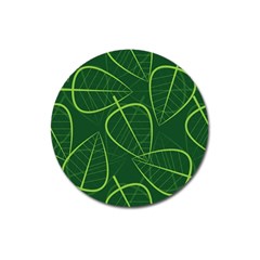 Vector Seamless Green Leaf Pattern Magnet 3  (round) by Simbadda