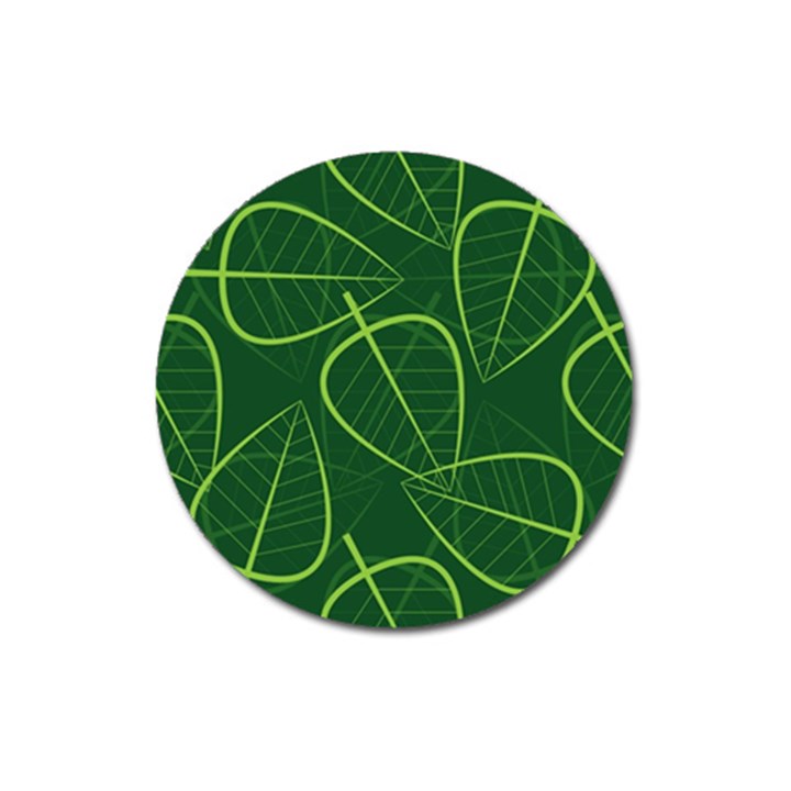 Vector Seamless Green Leaf Pattern Magnet 3  (Round)