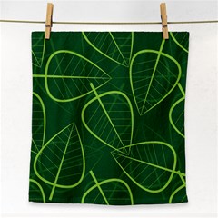 Vector Seamless Green Leaf Pattern Face Towel by Simbadda