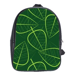 Vector Seamless Green Leaf Pattern School Bags(large)  by Simbadda