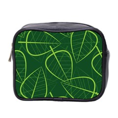 Vector Seamless Green Leaf Pattern Mini Toiletries Bag 2-side by Simbadda