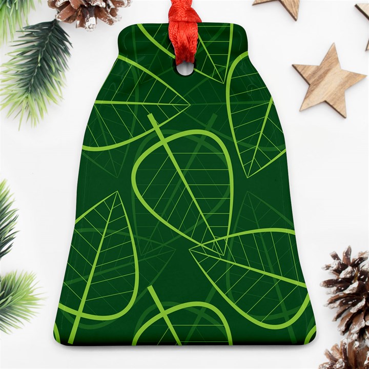 Vector Seamless Green Leaf Pattern Ornament (Bell)