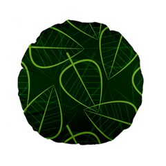 Vector Seamless Green Leaf Pattern Standard 15  Premium Round Cushions by Simbadda