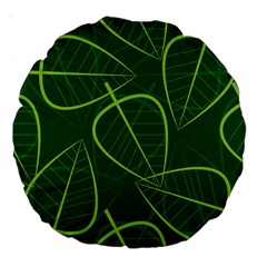 Vector Seamless Green Leaf Pattern Large 18  Premium Round Cushions by Simbadda