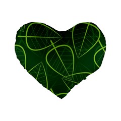 Vector Seamless Green Leaf Pattern Standard 16  Premium Heart Shape Cushions by Simbadda