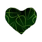 Vector Seamless Green Leaf Pattern Standard 16  Premium Heart Shape Cushions Front