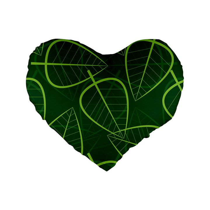 Vector Seamless Green Leaf Pattern Standard 16  Premium Heart Shape Cushions