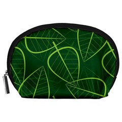 Vector Seamless Green Leaf Pattern Accessory Pouches (large)  by Simbadda