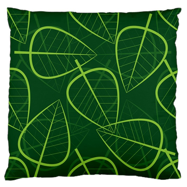 Vector Seamless Green Leaf Pattern Large Flano Cushion Case (One Side)